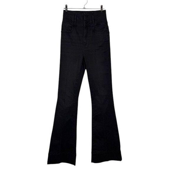 FRAME Le Catroux High Rise Flared Jeans in Kerry Black Size 24 - Picture 2 of 14